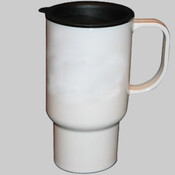 Stainless steel 14oz travel mug.